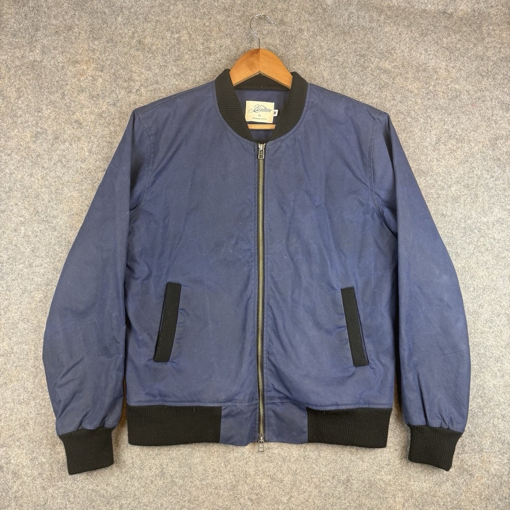 3sixteen Bomber Stadium Waxed Jacket Medium Blue Canvas USA Handmade